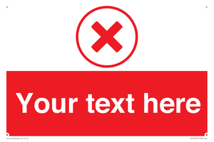 Custom red background, red cross in circle sign